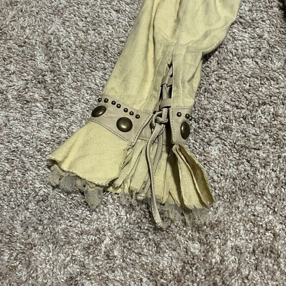 DOUBLE D RANCH Women's XS Beige Tan Studded Western Shirt Jacket Coat LEATHER - Picture 13 of 16